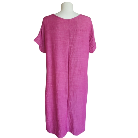 Abel The Label Size L pink linen/cotton v neck shift dress - Picture 6 of 8